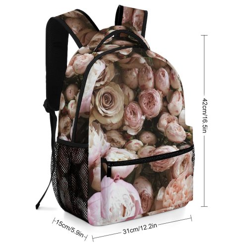 yanfind Children's Backpack Festive Foliage Dianthus Elegant Floral Botany Bouquet Plant Pastel Romance Peony Preschool Nursery Travel Bag
