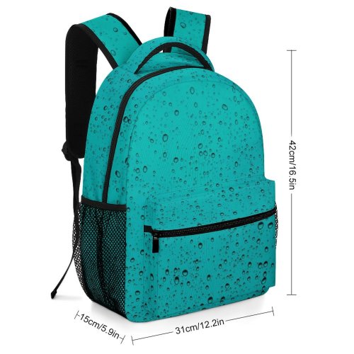 yanfind Children's Backpack Dew Raining Design Window Drop Turquoise Damp Droplets Glass Dot Preschool Nursery Travel Bag