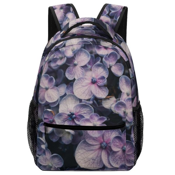 yanfind Children's Backpack  Focus Purple Beautiful Delicate Flowers Depth Field Hydrangea Growth Lilac Blooming Preschool Nursery Travel Bag