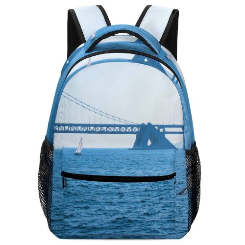 yanfind Children's Backpack Birds  Building Boat Transportation Vehicle Ocean Outdoors Sea Flying Seagull Architecture Preschool Nursery Travel Bag