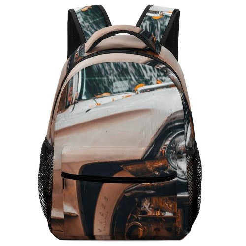 yanfind Children's Backpack Autumn Retro Vehicle Transportation Headlight Classic System Vintage Car  Fall Leaves Preschool Nursery Travel Bag