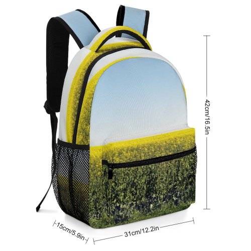 yanfind Children's Backpack Field Grassland Outdoors Countryside Farm Meadow Rural Wolfsburg Sky Landscape Flower Stock Preschool Nursery Travel Bag
