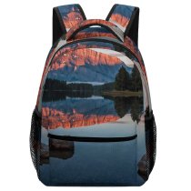 yanfind Children's Backpack Golden Forest Rocky Clouds Sunset Landscape Mountains Colorful Scene Peaceful Waters Lakeside Preschool Nursery Travel Bag
