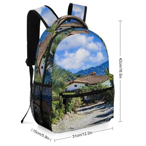 yanfind Children's Backpack Garden Arbour Outdoors Summer Road  Panama Boquete Sky Hills Plants Tropical Preschool Nursery Travel Bag