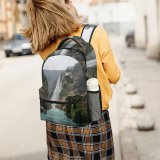 yanfind Children's Backpack Cliff Outdoors River Waterfall Promontory Ocean  Peace Alone Tranquility Lonely Colorful Preschool Nursery Travel Bag