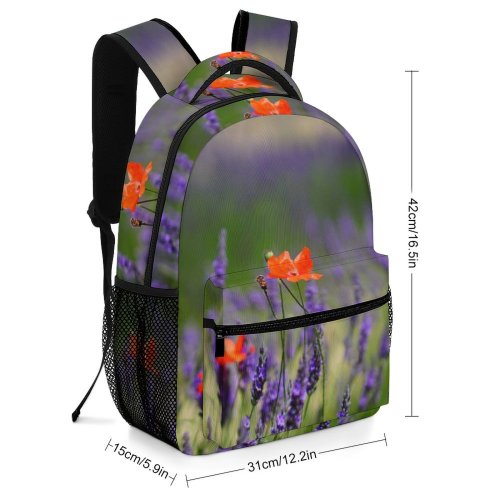 yanfind Children's Backpack Flora Grass Petals Plants Lavandula Officinalis Field Outdoors Flowers Bloom Angustifolia Meadow Preschool Nursery Travel Bag