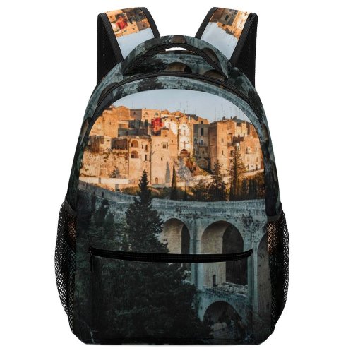 yanfind Children's Backpack Building Italy Sunset Architecture Castle Fort Gravina Puglia Ruins City Adventure Rock Preschool Nursery Travel Bag