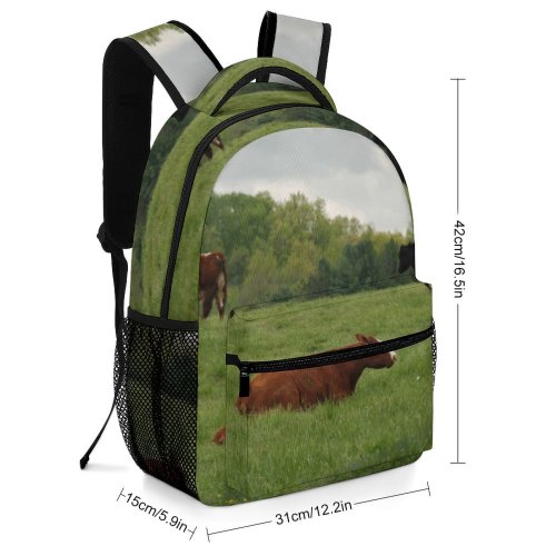 yanfind Children's Backpack Cattle Cow Field Grassland Outdoors Countryside Farm Meadow Rural Pasture Ranch Grazing Preschool Nursery Travel Bag