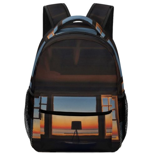 yanfind Children's Backpack Dark Design Paintings Lamp Home Sunset Window Lampshade Room Light Sunrise Architecture Preschool Nursery Travel Bag