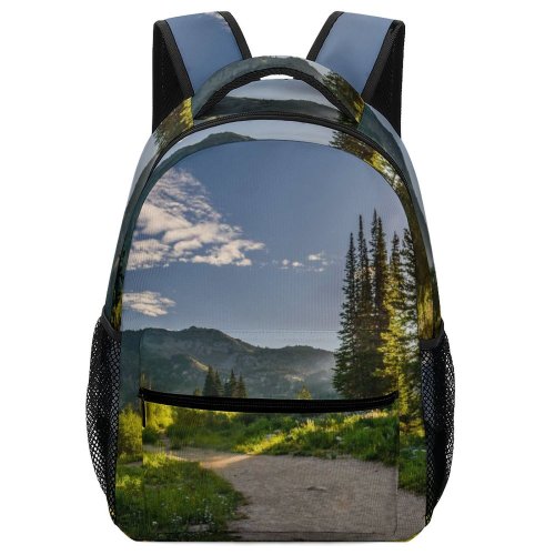 yanfind Children's Backpack Forest Scenery Clouds Sunlight Grass Landscape Daylight Sunrays Pine Outdoors Scenic Woods Preschool Nursery Travel Bag