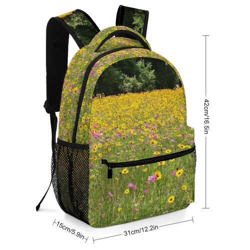 yanfind Children's Backpack Field Wildflowers Flower Meadow Grassland Natural Landscape Plant Vegetation Wildflower Prairie Preschool Nursery Travel Bag