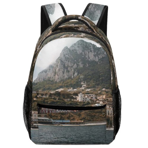 yanfind Children's Backpack Bay Coast Landscape Campania Daylight Destination Travel Beach Capri Watercrafts Boat Transportation Preschool Nursery Travel Bag