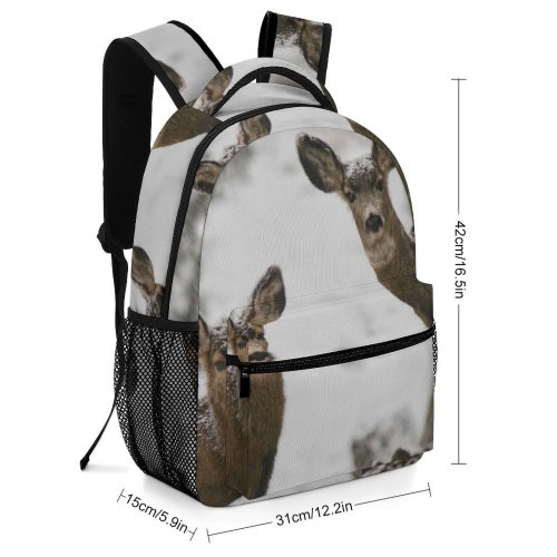 yanfind Children's Backpack Outdoors Snowing Daylight Deers Fur Wild Wildlife Snow Preschool Nursery Travel Bag
