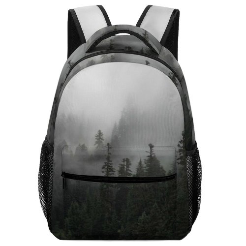 yanfind Children's Backpack Fog Forest Grey Tree Foggy Flora Land Outdoors Plant Vegetation Cloudy Pine Preschool Nursery Travel Bag