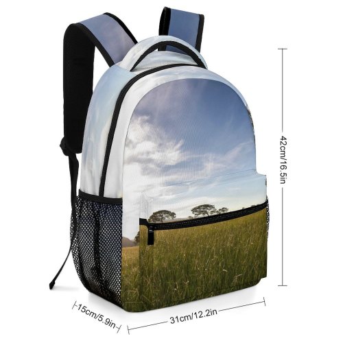 yanfind Children's Backpack Field Outdoors Grassland Landscape Savanna Grass Land Goiania State Goiás Tree Scenery Preschool Nursery Travel Bag