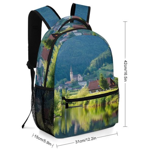 yanfind Children's Backpack Forest Solar Panels Placid Grass Wood Landscape Daylight Conifer River Outdoors Scenic Preschool Nursery Travel Bag