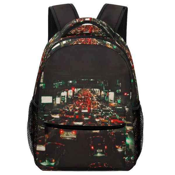 yanfind Children's Backpack  Festival Street City Dark Illuminated Lights Downtown Traffic Evening Transport Travel Preschool Nursery Travel Bag