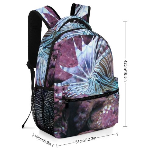 yanfind Children's Backpack Fish Ocean Coral Lionfish Marine Biology Scorpionfish Organism Underwater Reef Ray Finned Preschool Nursery Travel Bag