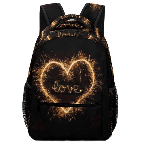yanfind Children's Backpack  Word Backdrop Valentine's Lighting Love Sparklers Light Heart Outdoors Wallpapers Preschool Nursery Travel Bag