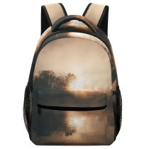 yanfind Children's Backpack Fog Outdoors Mist Sunrise Light Sky  Adventure Reflection Lake Tree River Preschool Nursery Travel Bag