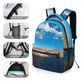 yanfind Children's Backpack Sea Coast Vacation Outdoors Novalja Land Croatia Cloud Images Blue Commons Creative Preschool Nursery Travel Bag