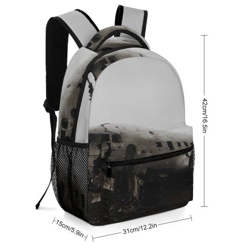 yanfind Children's Backpack Aeroplane Ruined Wreck Airplane Aircraft Empty Plane Broken Abandoned Crash Destroyed Airliner Preschool Nursery Travel Bag