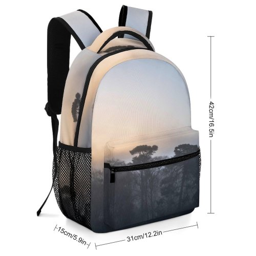 yanfind Children's Backpack Fog Outdoors Mist Sunrise Misty Moody Tree Birds Sky Grey Stock Preschool Nursery Travel Bag
