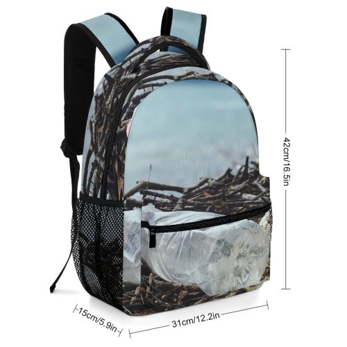 yanfind Children's Backpack  Focus Pollution Twigs Bottles Depth Crumpled Stem Field Recycle Litter Garbage Preschool Nursery Travel Bag
