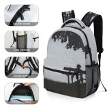yanfind Children's Backpack Backlit Tree Silhouette Bench  Alone Lonely Dusk Solitude Preschool Nursery Travel Bag