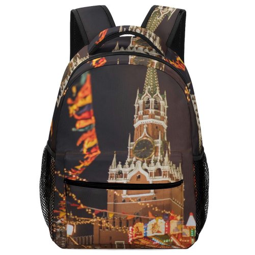 yanfind Children's Backpack Festive Landmark Festival Park Carousel Winter Journey City Street Tourism Decor Preschool Nursery Travel Bag