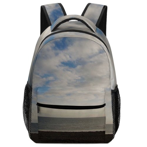 yanfind Children's Backpack Beach Empty Winter Ocean Sky Sand Tracks Blinded Horizon Sea Cloud Daytime Preschool Nursery Travel Bag