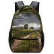 yanfind Children's Backpack Foliage Vegetation Skies Meadow Clouds Country Formation Mountains Field Cloud Unpaved Lane Preschool Nursery Travel Bag