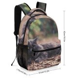 yanfind Children's Backpack Cat Pet Atlanta United States Grey Woodland Forest Leaves Leaf Portrait Autumn Preschool Nursery Travel Bag