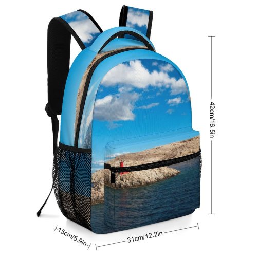 yanfind Children's Backpack Sea Coast Vacation Outdoors Novalja Land Croatia Cloud Images Blue Commons Creative Preschool Nursery Travel Bag