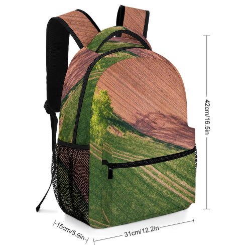 yanfind Children's Backpack Grass Field Tree Flora Plant Forest Early Spring  Country Farmland Birds Preschool Nursery Travel Bag