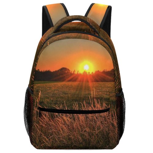 yanfind Children's Backpack Beautiful Rural Sunlight Sunset Grass Landscape Evening Field Light  Sunrise Outdoor Preschool Nursery Travel Bag