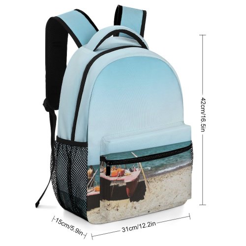 yanfind Children's Backpack Fair Coast Sand Scenery Coastline Landscape Daylight Daytime Beach Boat Outdoor Preschool Nursery Travel Bag