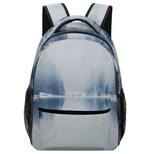 yanfind Children's Backpack Landscape Sunrise Forest Pictures Winter Dawn Outdoors Grey Snow Sunset Preschool Nursery Travel Bag