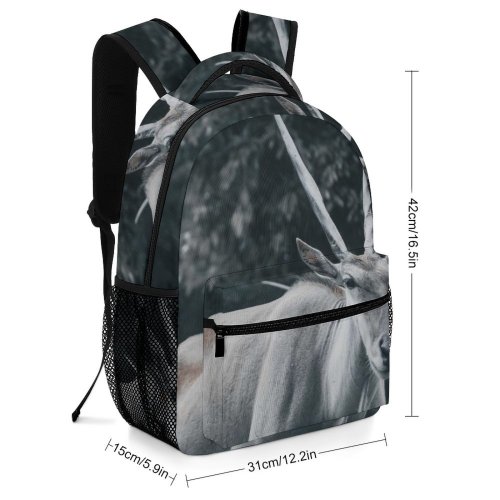 yanfind Children's Backpack Outdoors Reindeer Deer Moose Horn Park Buck Antelope Grass Bull Portrait Wild Preschool Nursery Travel Bag