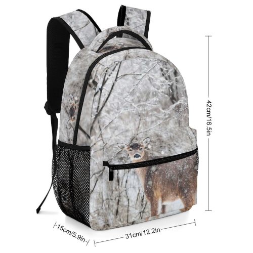 yanfind Children's Backpack Frozen Snowstorm Freezing Deer Frost Frosty Winter Outdoors Scenic Woods Fall Wintry Preschool Nursery Travel Bag
