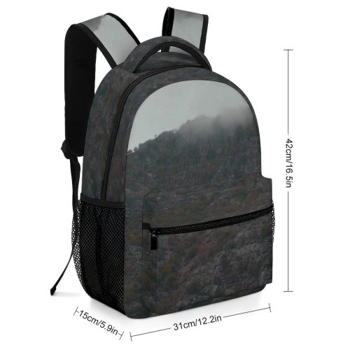 yanfind Children's Backpack Grey Outdoors Landscape  Scenery Slope Plateau Range Fog Land  Tree Preschool Nursery Travel Bag