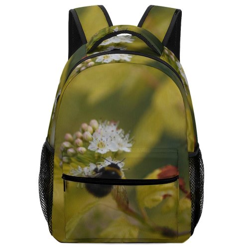 yanfind Children's Backpack Bumblebee Birds Plant Pollen Wildlife Bee Apidae Collecting Bloom Insect Preschool Nursery Travel Bag