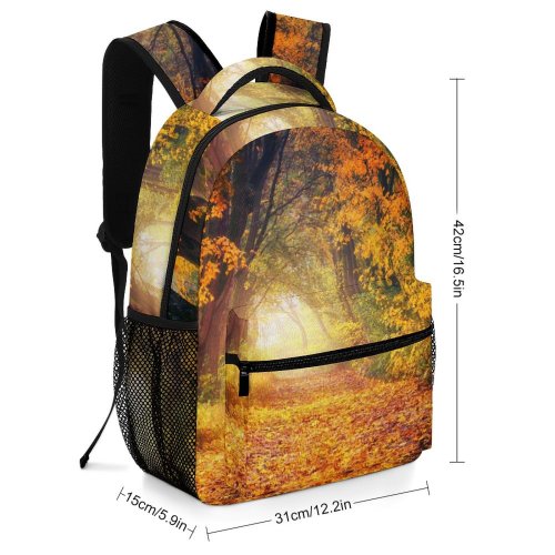 yanfind Children's Backpack Autumn Road Park Leaf Maple Outdoors Forest Scenic Light Trees Fall Leaves Preschool Nursery Travel Bag