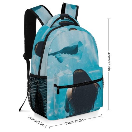 yanfind Children's Backpack Girl Fishes Underwater Singapore Marine Aquarium Leisure Turquoise Submerged Sting Watching Preschool Nursery Travel Bag