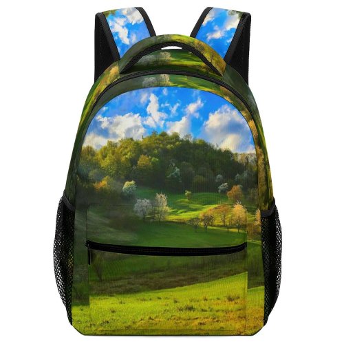 yanfind Children's Backpack Field Grassland Outdoors Countryside Farm Rural Meadow Scenery Grass Plant Pasture Azure Preschool Nursery Travel Bag