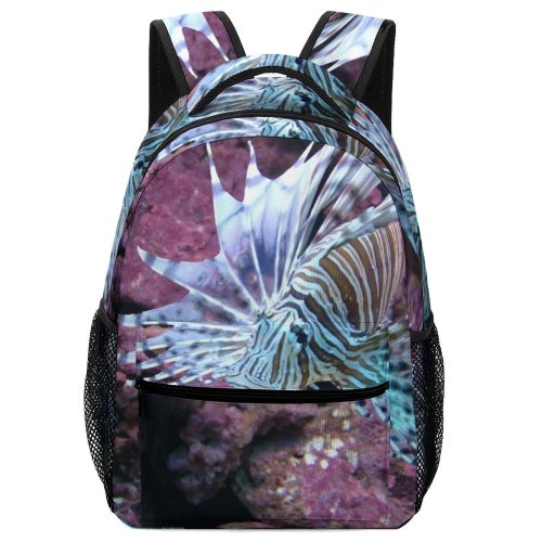yanfind Children's Backpack Fish Ocean Coral Lionfish Marine Biology Scorpionfish Organism Underwater Reef Ray Finned Preschool Nursery Travel Bag