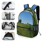 yanfind Children's Backpack Field Grassland Outdoors Countryside Farm Rural Horse Pasture Cattle Cow Meadow Ranch Preschool Nursery Travel Bag