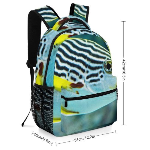 yanfind Children's Backpack Fish Cairns Aquarium Australia Stripy City Stripey Yellow Banded Sweetlips Oriental David Clode Preschool Nursery Travel Bag