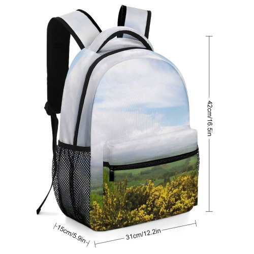 yanfind Children's Backpack Countryside Meadow Field Villa Grass Flowers Farms Sky Natural Landscape Vegetation Mountainous Preschool Nursery Travel Bag