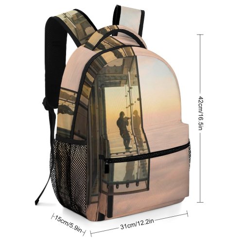 yanfind Children's Backpack Backlit Skyscape Chicago Fog  Clouds Sunset Window Daylight Evening Travel Balcony Preschool Nursery Travel Bag